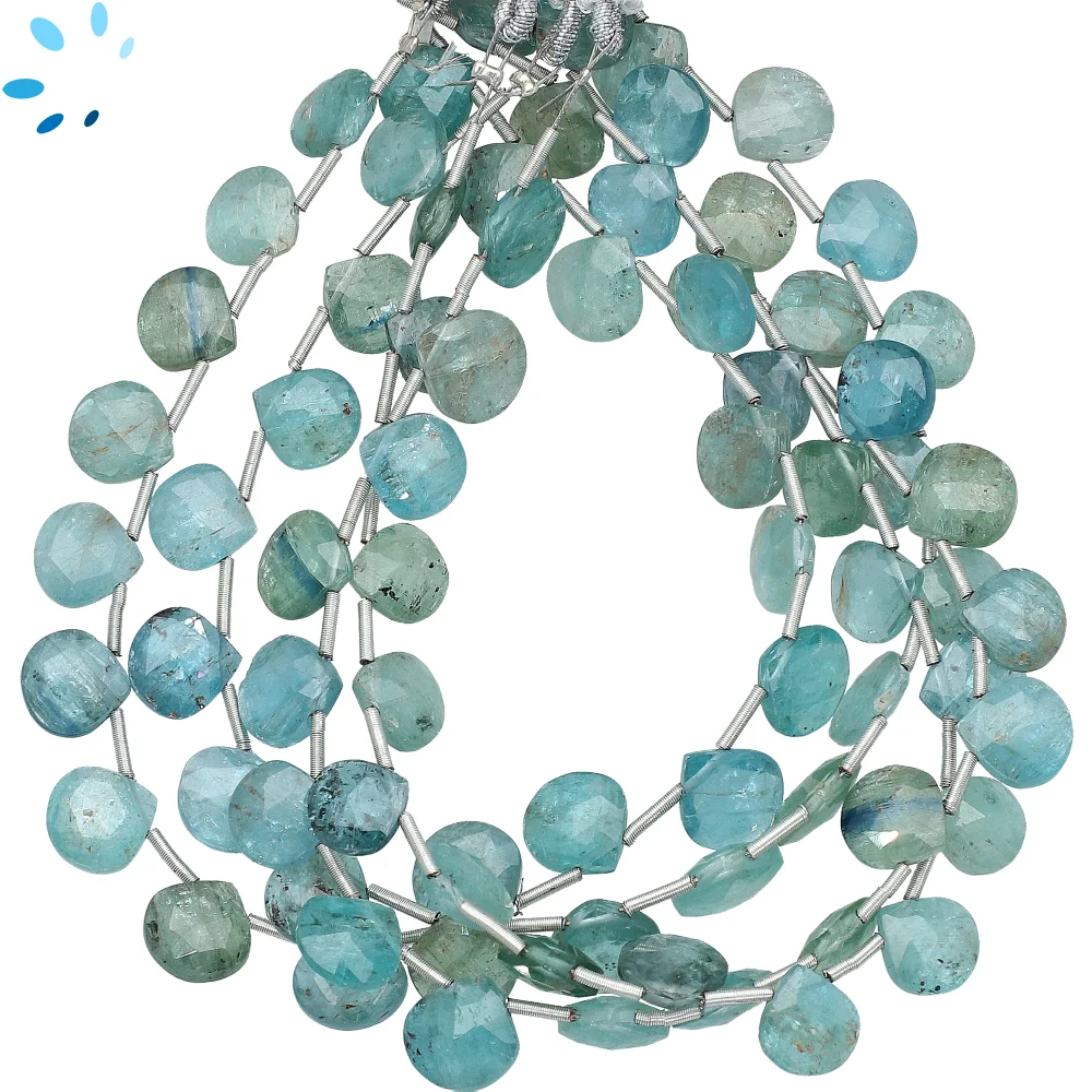 Blue Kyanite Faceted Heart Top Drilled Beads 8mm - 8 Inch Strand