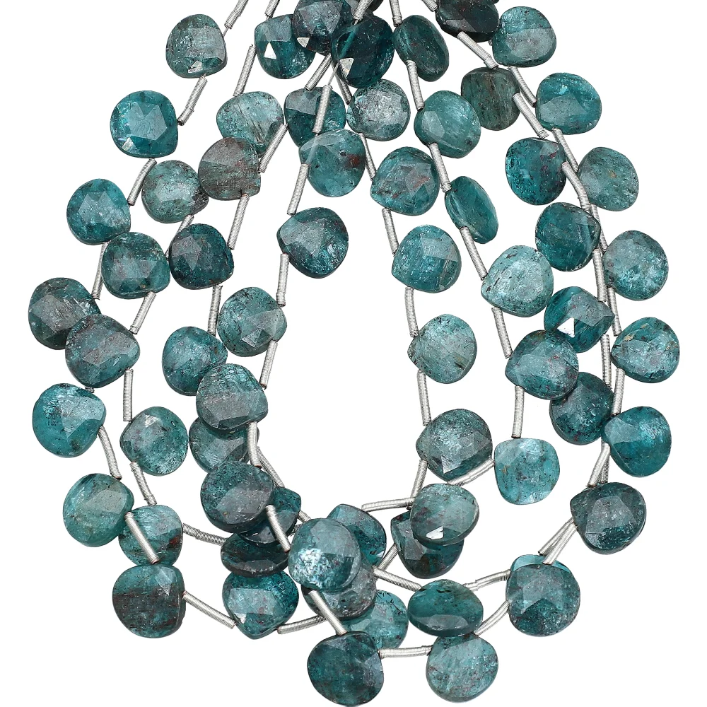 Blue Kyanite Faceted Heart Top Drilled Beads 9mm - 8 Inch Strand