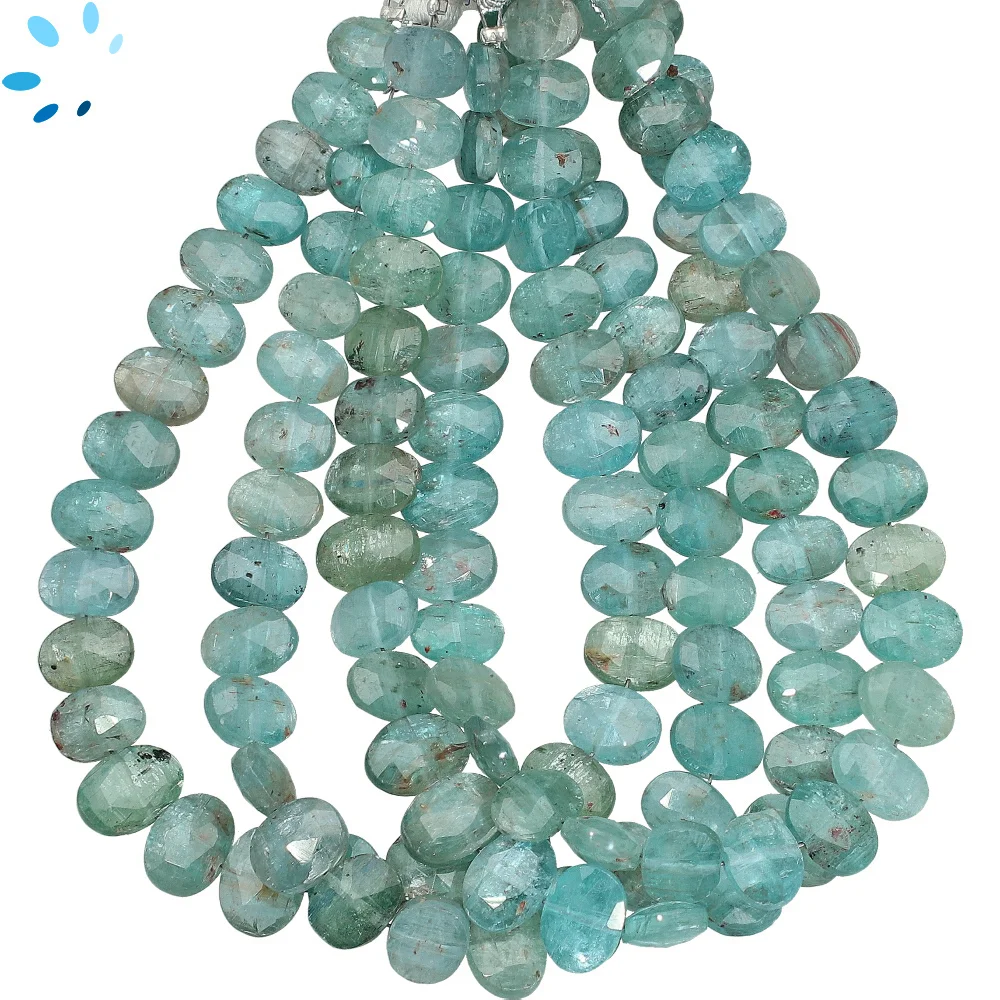 Blue Kyanite Faceted Nuggets Center Drilled Beads 9x6mm - 8 Inch Strand