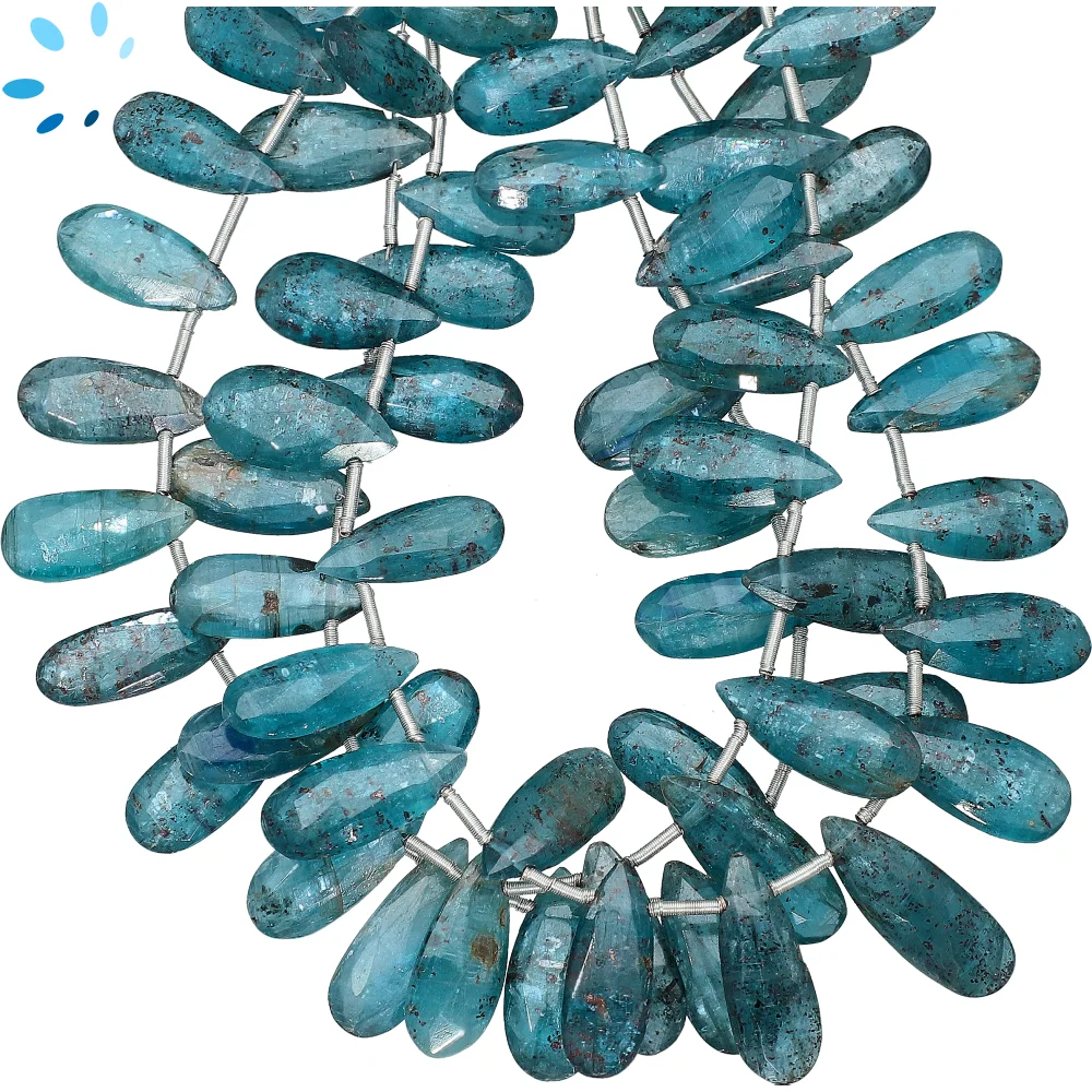 Blue Kyanite Faceted Pear Top Drilled Beads 16x7 - 18x8mm - 8 Inch Strand