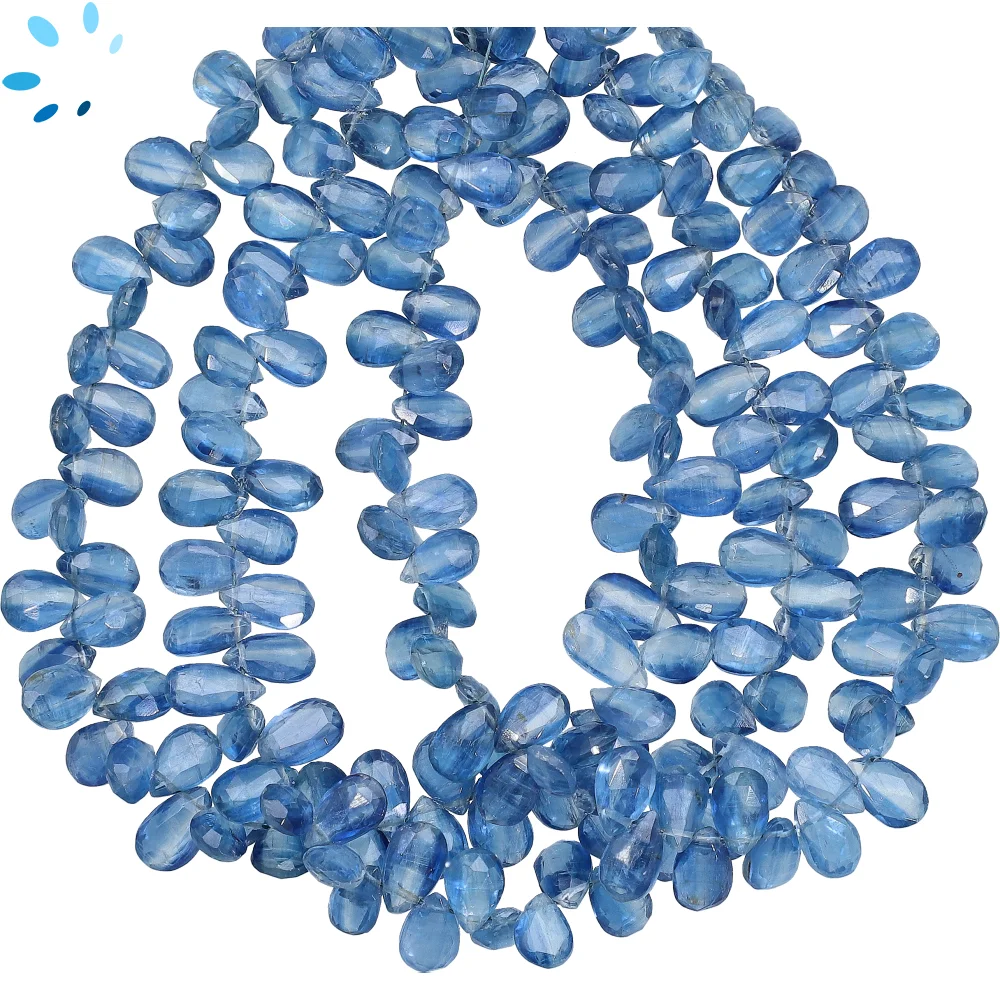 Blue Kyanite Faceted Pear Top Drilled Beads 7x5mm - 8 Inch Strand