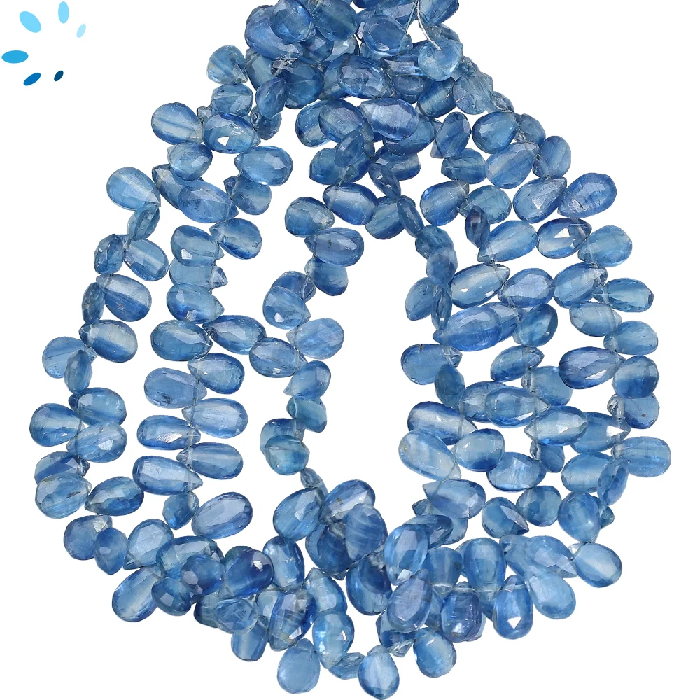 Blue Kyanite Faceted Pear Top Drilled Beads 7x5mm - 8 Inch Strand
