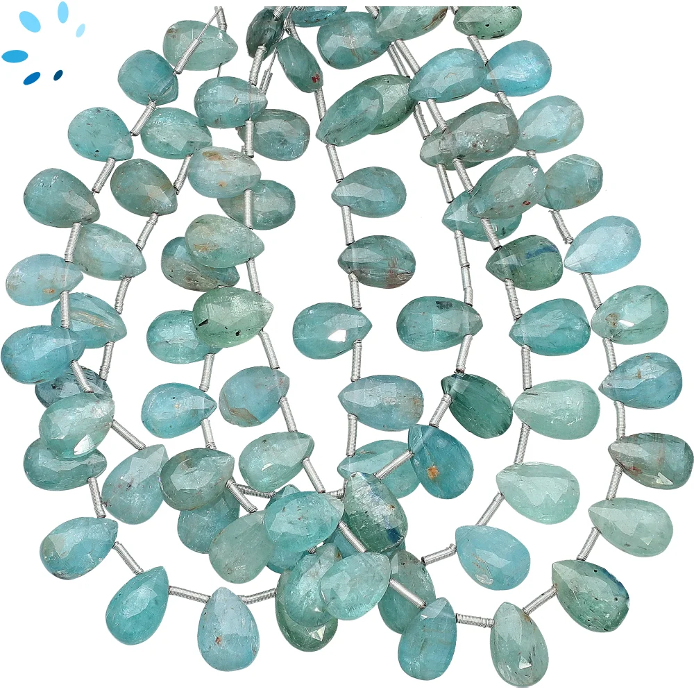 Blue Kyanite Faceted Pear Top Drilled Beads 9x6mm - 8 Inch Strand