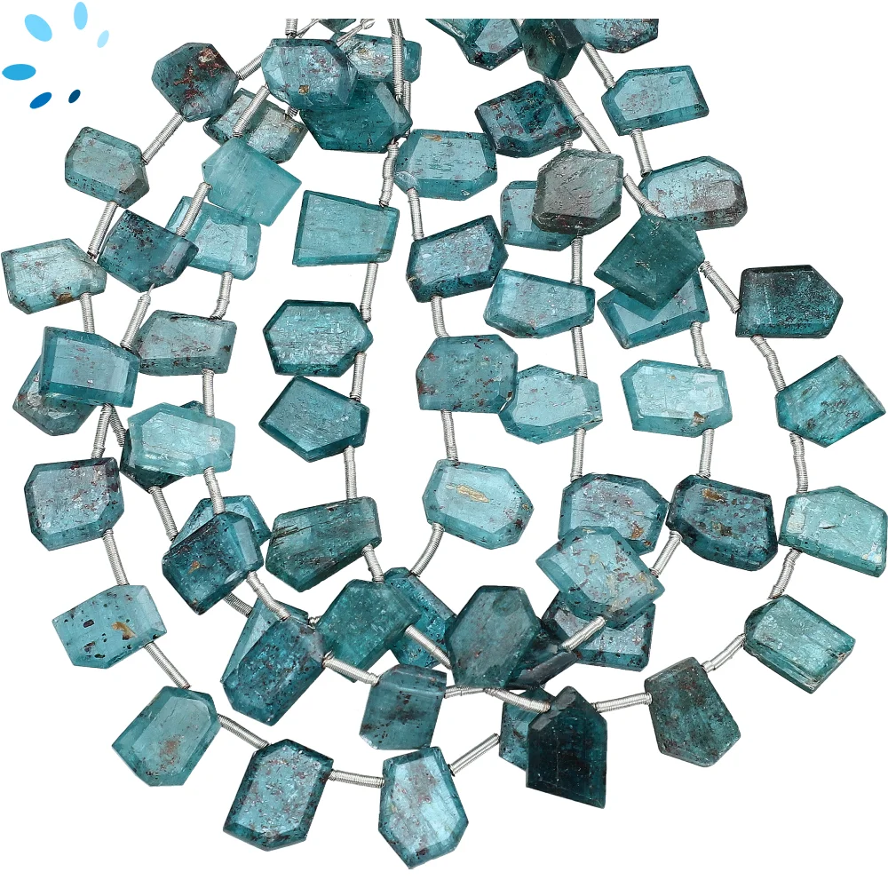 Blue Kyanite Faceted Slice Top Drilled Beads 9x6mm - 8 Inch Strand