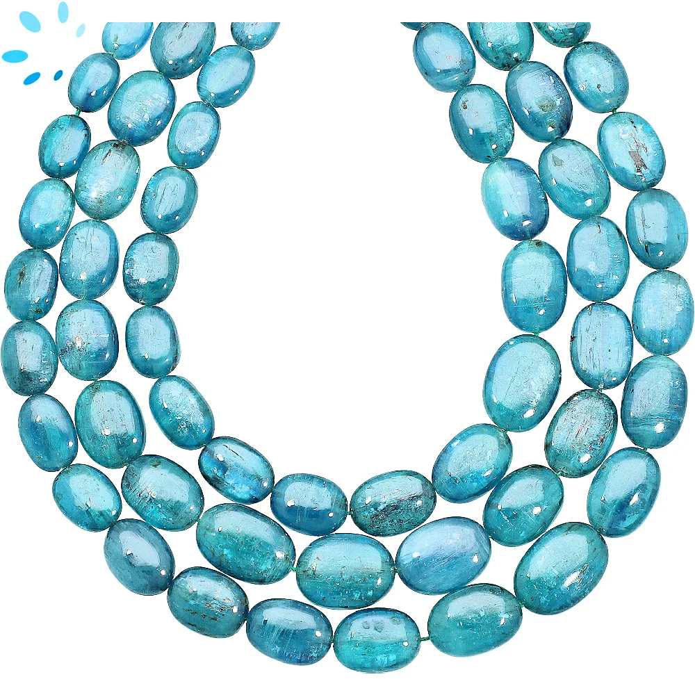 Blue Kyanite Smooth Oval Top to Bottom Drilled Beads 8x5 - 10x7mm - 13 Inch Strand