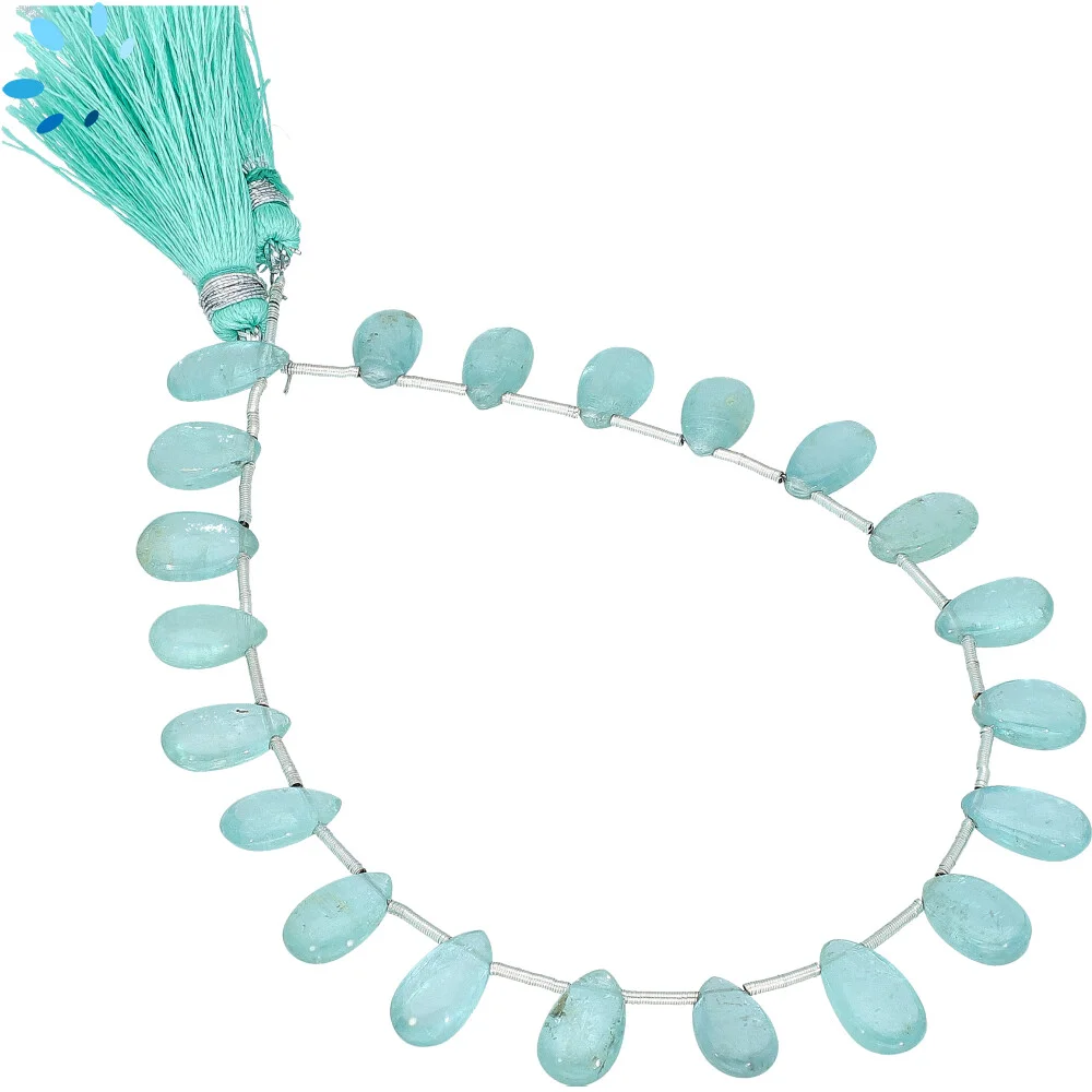 Blue Kyanite Smooth Pear Top Drilled Beads 10x6 - 12x7mm - 8 Inch Strand