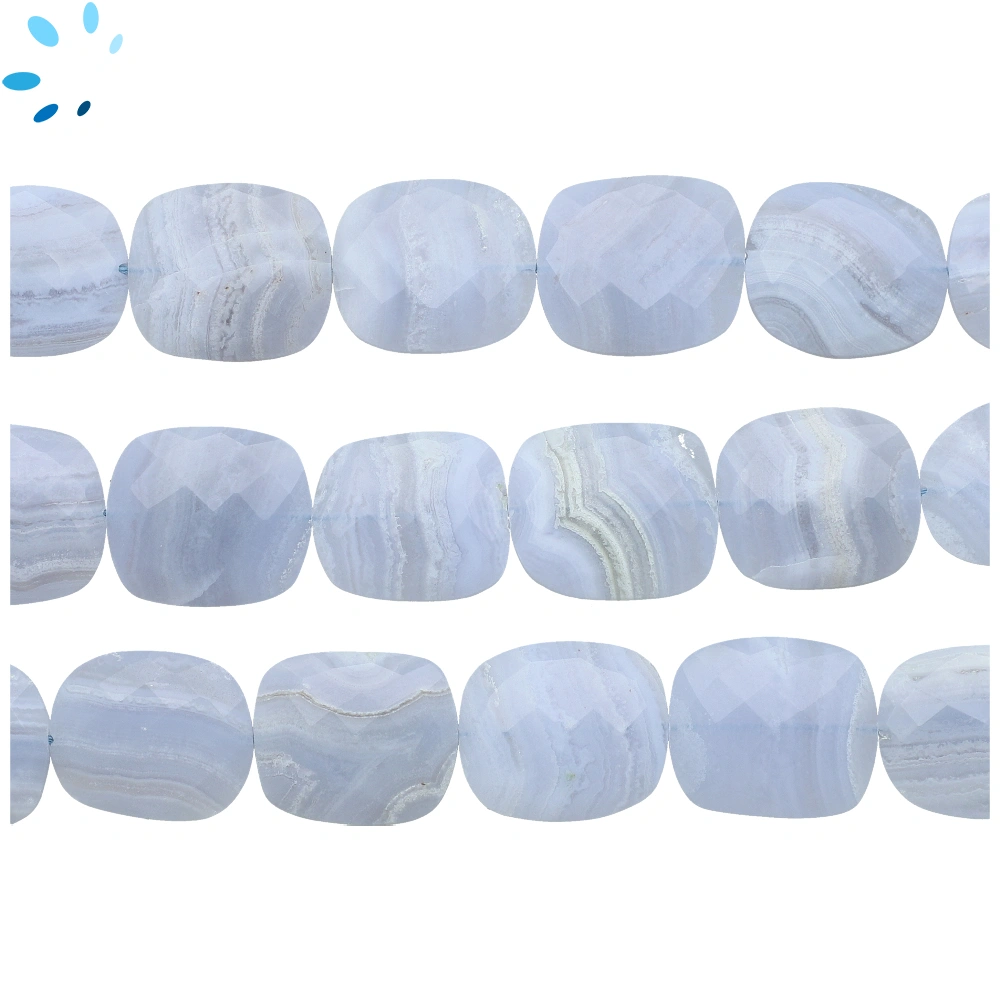 Blue Lace Agate Faceted Nugget Top to Bottom Drilled Beads 20x17mm - 13 Inch Strand