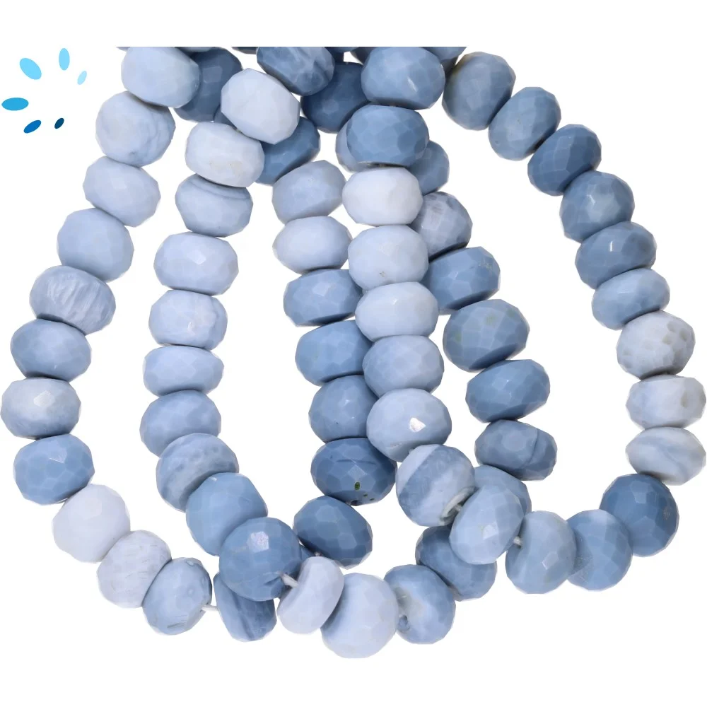 Blue Opal Faceted Rondelle Center Drilled Beads 8mm - 13 Inch Strand