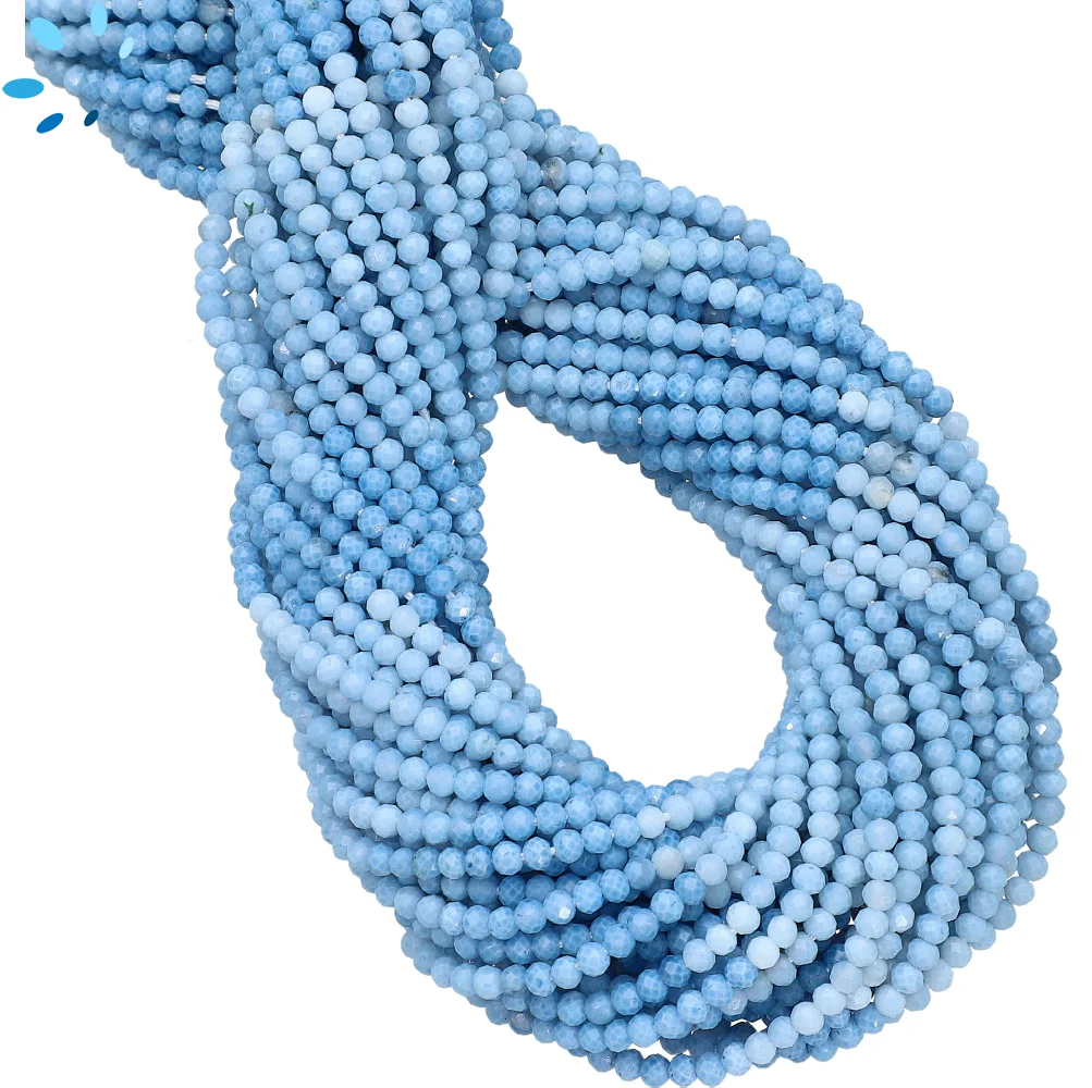 Blue Opal Faceted Round Top to Bottom Drilled Beads 3.5mm - 13 Inch Strand