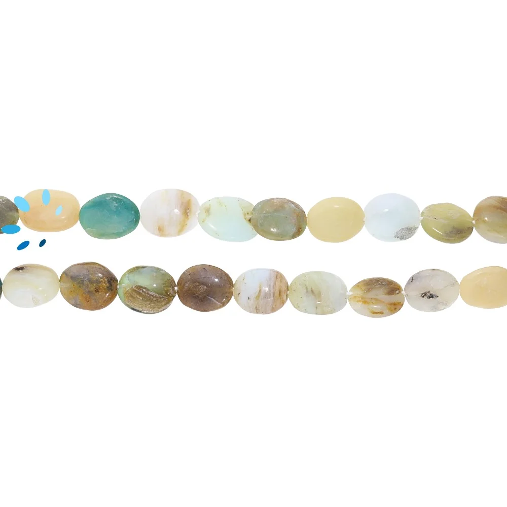 Blue Peruvian Opal Smooth Oval Top to Bottom Drilled Beads 10x8 - 12x9mm - 14 Inch Strand
