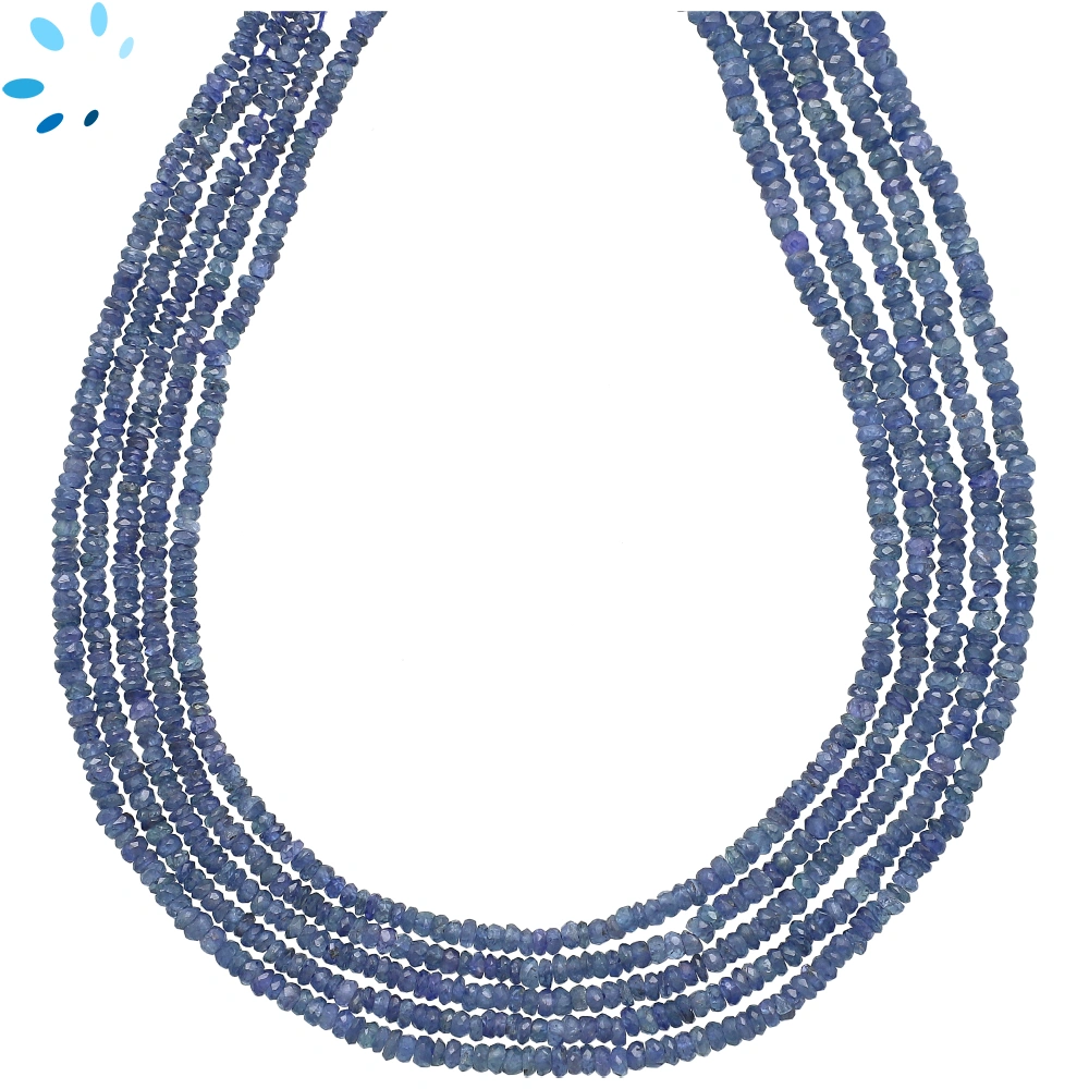 Blue Sapphire Micro Faceted Rondelle Center Drilled Beads 2-3MM - 8 Inch Strand