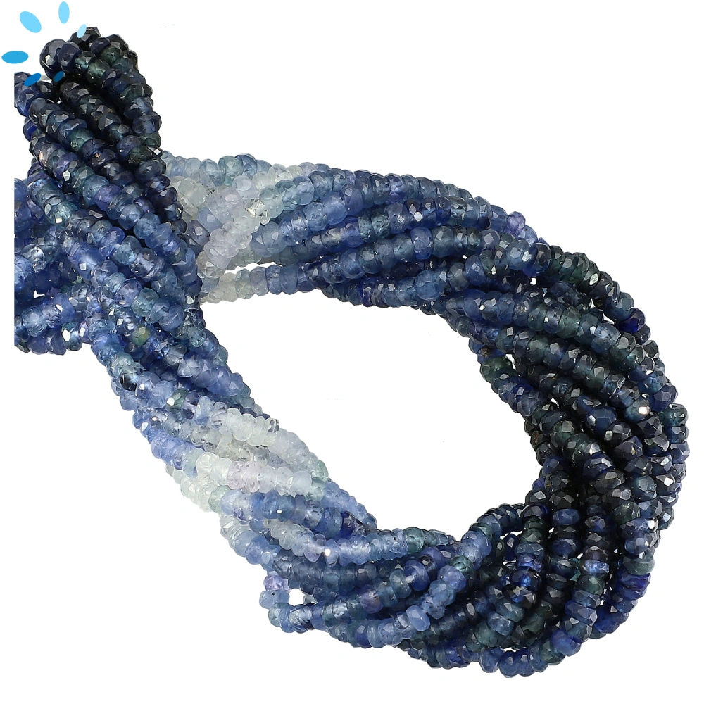 Blue Sapphire Micro Faceted Rondelle Center Drilled Beads 3mm - 16 Inch Strand