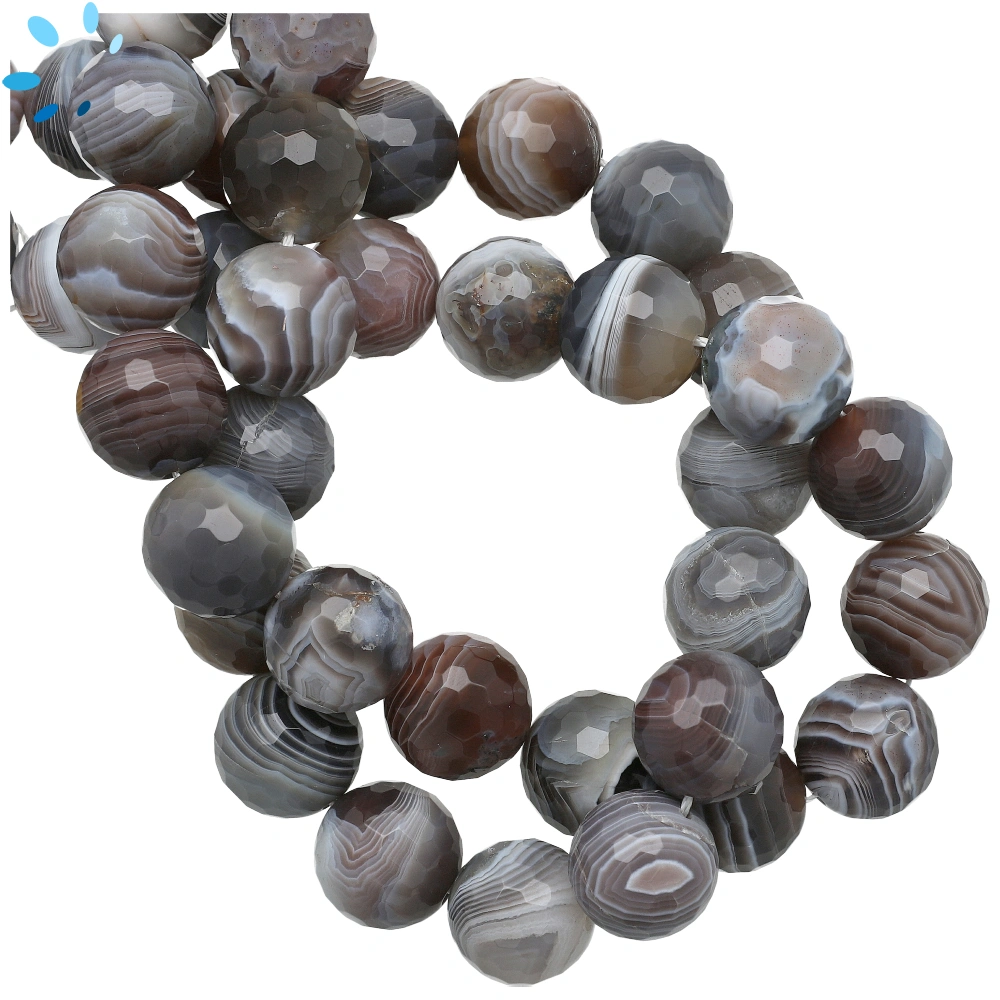Bostwana Agate Faceted Round Top to Bottom Drilled Beads 16mm - 16 Inch Strand