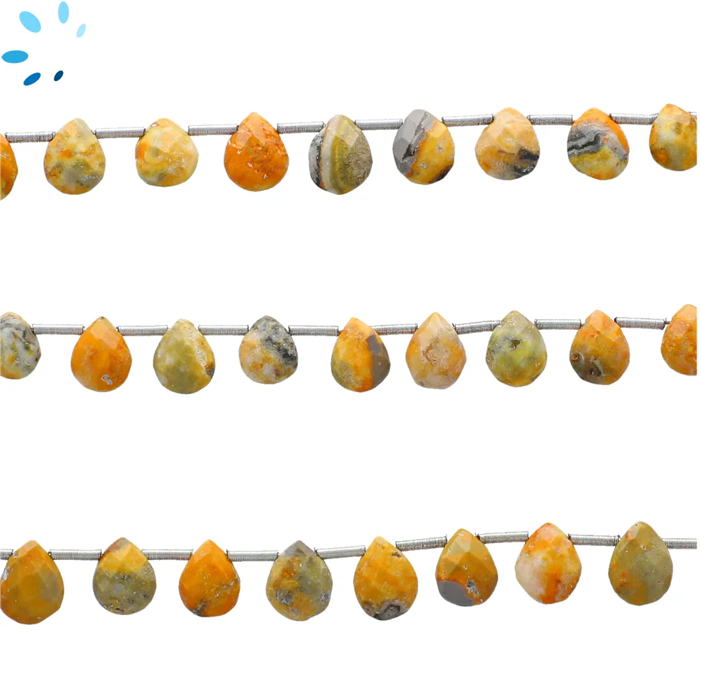 Bumblebee Jasper Faceted Pear Top Drilled Beads 7x5mm - 8 Inch Strand