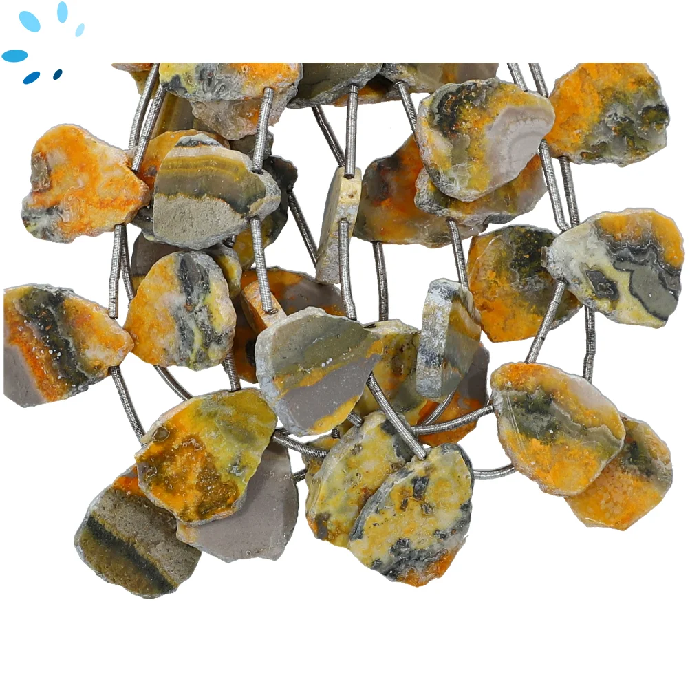 Bumblebee Jasper Smooth Slice Top Drilled Beads 16x13 - 18x14mm - 8 Inch Strand