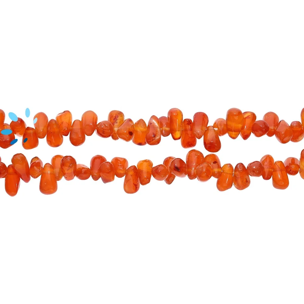 Carnelian Smooth Drop Top Drilled Beads 7x5 - 9x7mm - 14 Inch Strand