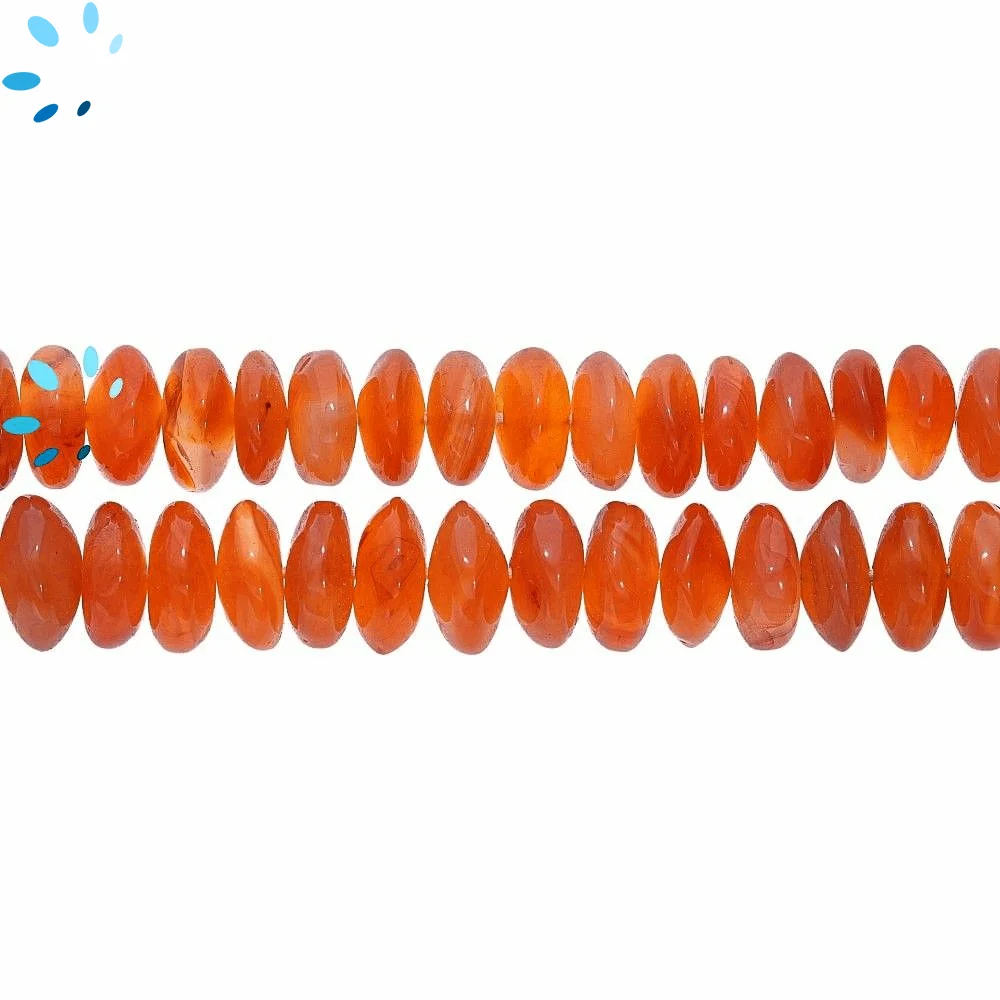 Carnelian Smooth Rondelle Center Drill Beads 14mm - 13 Inch Strand