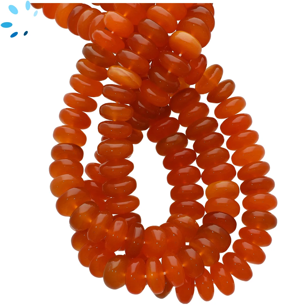 Carnelian Smooth Rondelle Center Drilled Beads 13mm - 13 Inch Strand