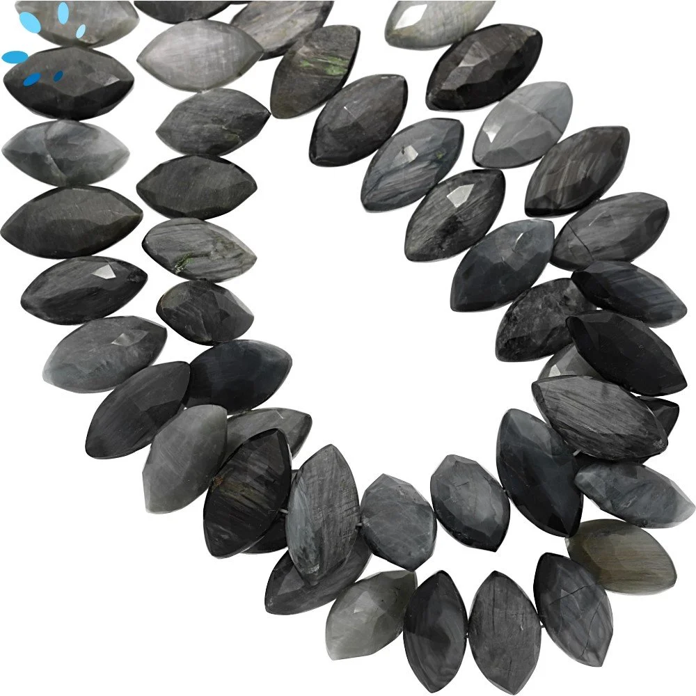 Cat's Eye Quartz Faceted Marquise Center Drilled Beads 13x6mm - 8 Inch Strand