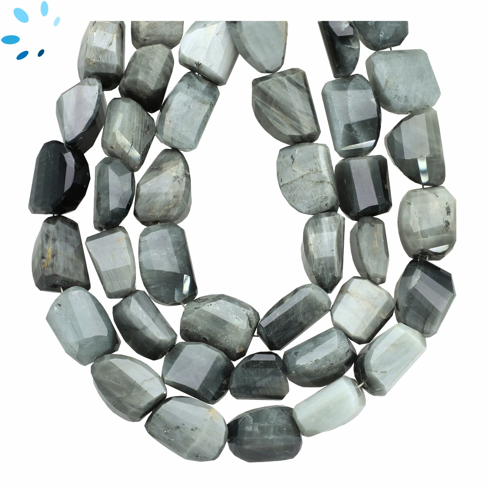 Cat's Eye Quartz Faceted Nuggets Top to Bottom Drilled Beads 13x10mm - 8 Inch Strand