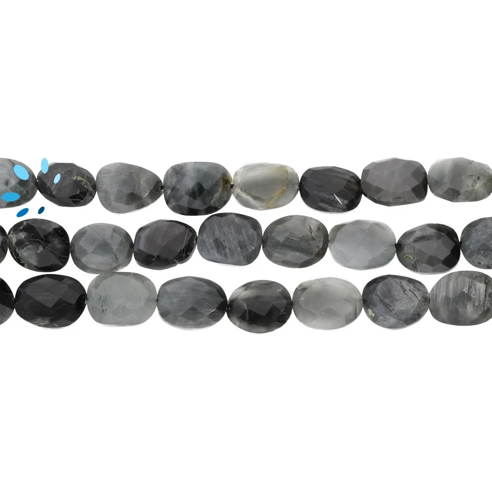 Cat's Eye Quartz Faceted Oval Nuggets Top to Bottom Drilled Beads 10x8 - 12x9mm - 13 Inch Strand