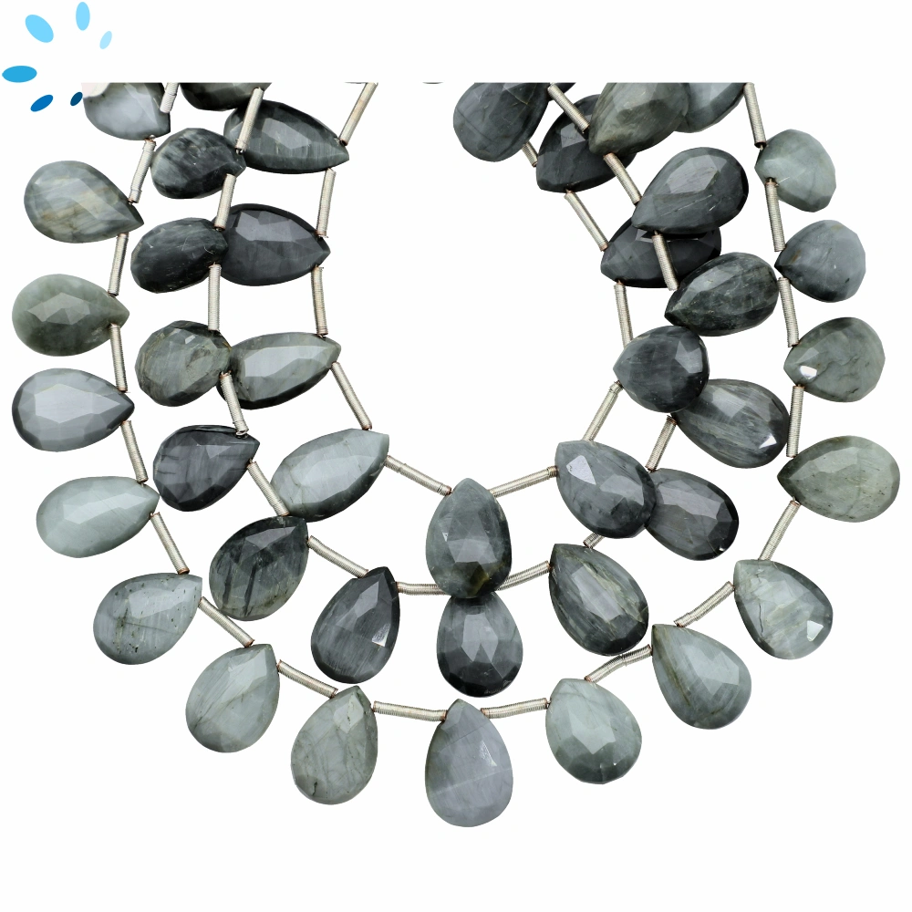 Cat's Eye Quartz Faceted Pear Top Drilled Beads 12x8mm - 8 Inch Strand