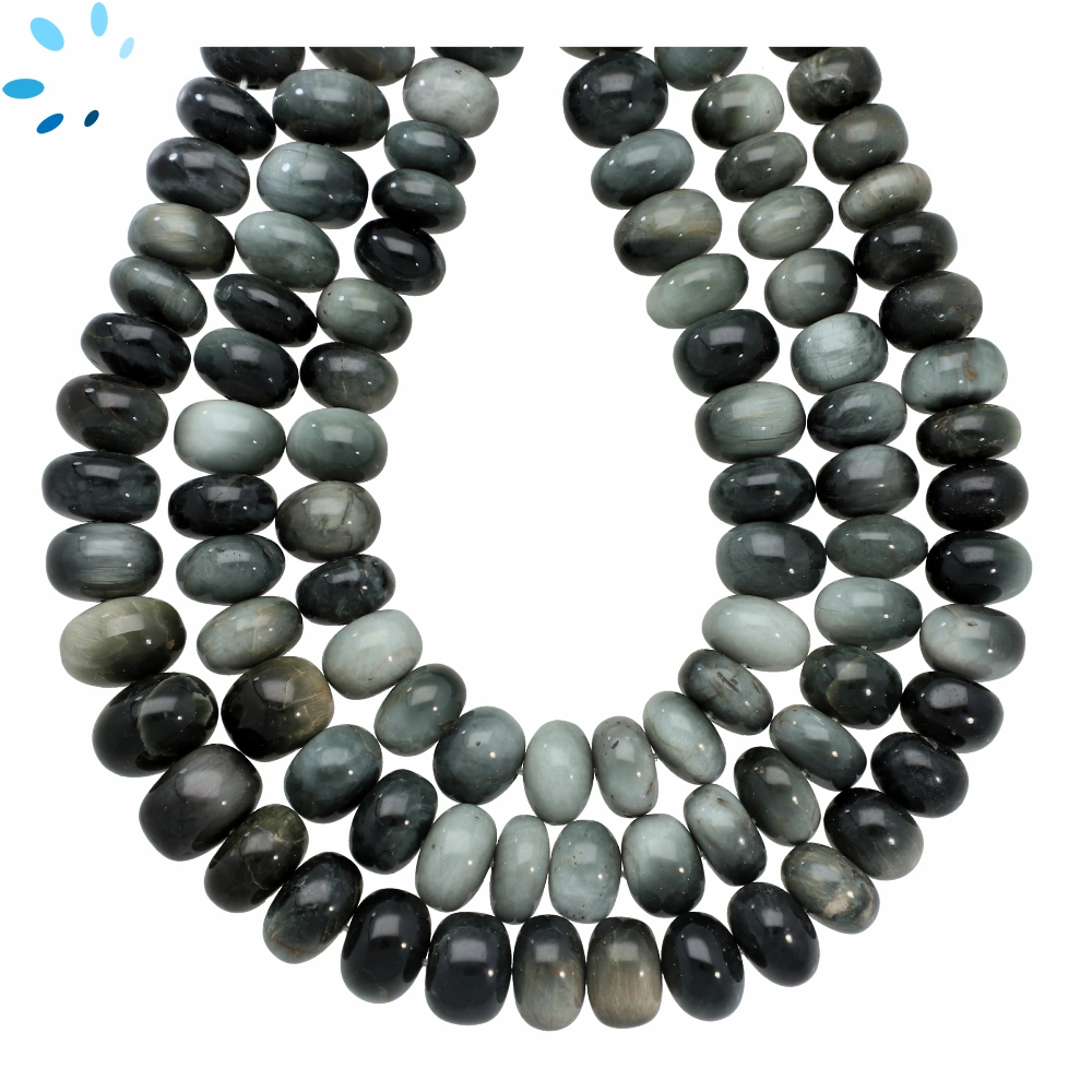 Cat's Eye Quartz Smooth Rondelle Center Drilled Beads 7-10mm - 16 Inch Strand