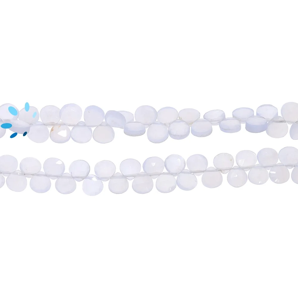 Chalcedony Natural Faceted Heart Top Drilled Beads 5mm - 8 Inch Strand