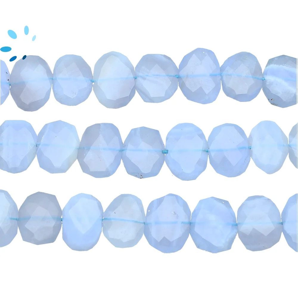 Chalcedony Natural Faceted Nuggets Center Drilled Beads 14x10 - 16x12mm - 13 Inch Strand