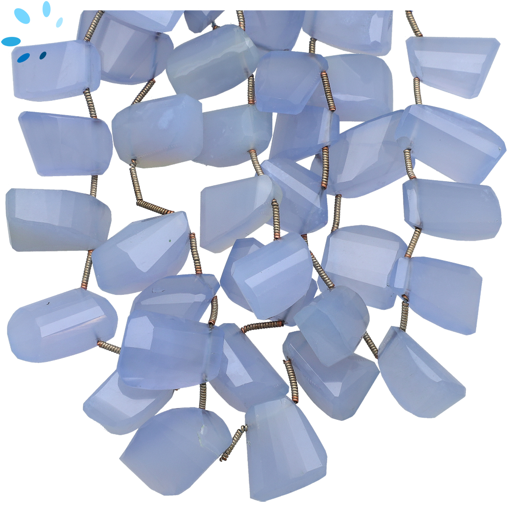 Chalcedony Natural Faceted Nuggets Top Drilled Beads 18x14mm - 8 Inch Strand