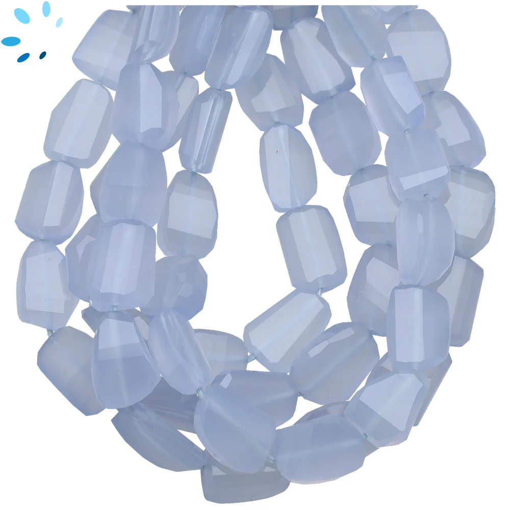 Chalcedony Natural Faceted Nuggets Top to Bottom Drilled Beads 14x10mm - 8 Inch Strand
