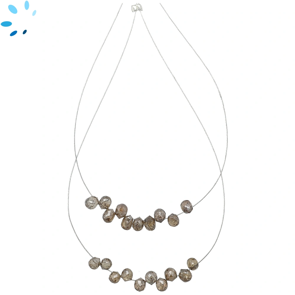 Champagne Diamond Faceted Drop Top Drilled Beads 3x3mm - 4x3mm - 1.5 Inch Strand