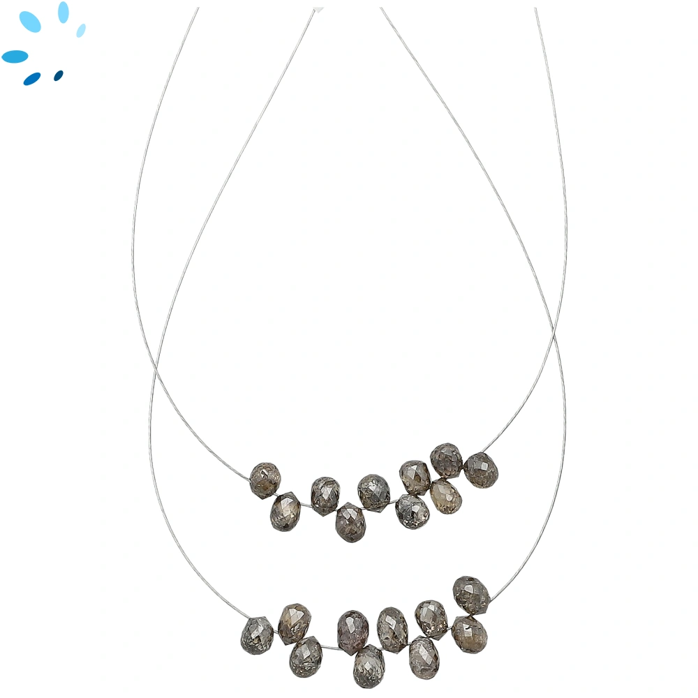 Champagne Diamond Faceted Top Drilled Drop Beads 4x3mm - 1.5 Inch Strand