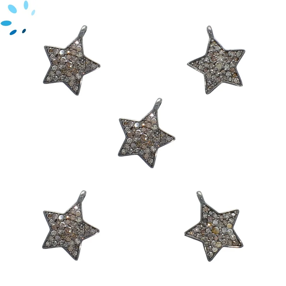 Champagne Diamond Sterling Silver Black Rhodium Star 