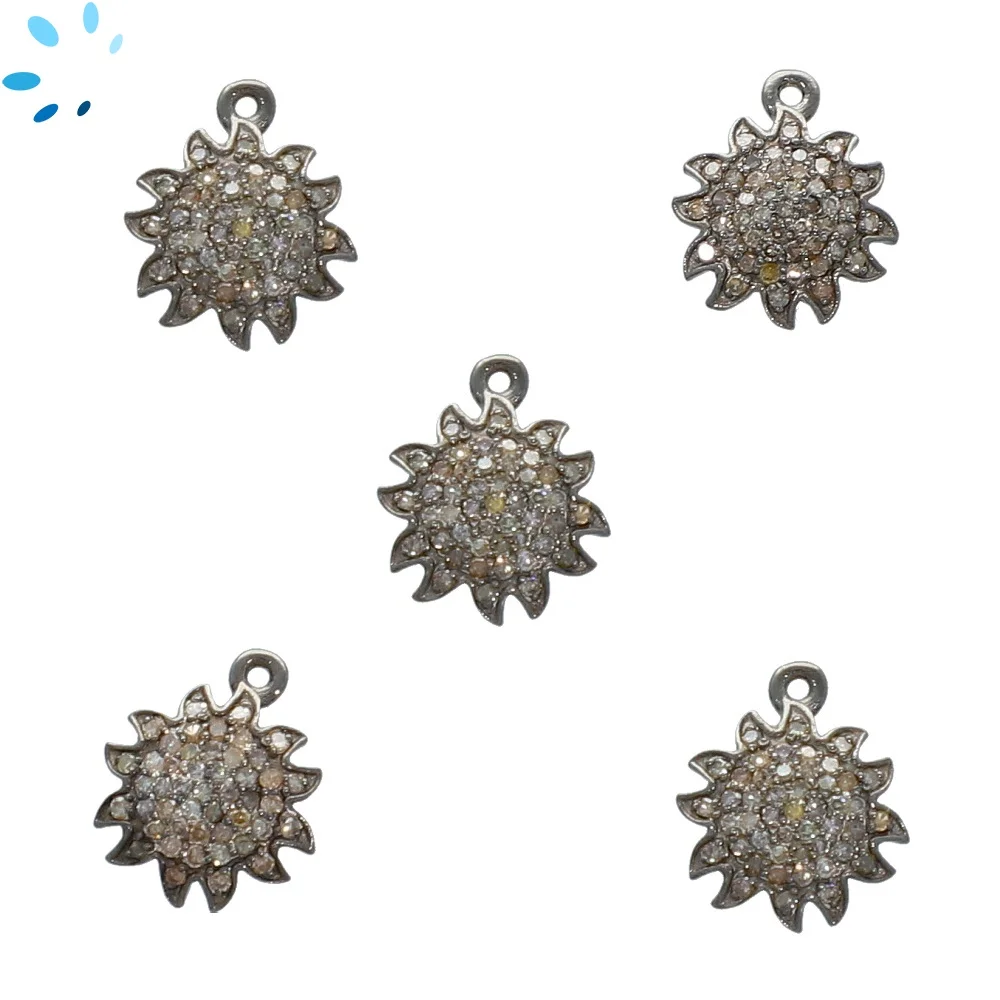 Champagne Diamond Sterling Silver Black Rhodium Sun 