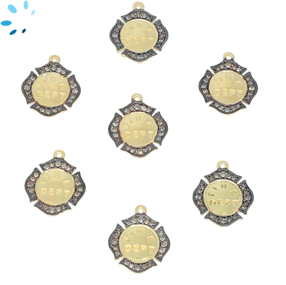 Champagne Diamond Sterling Silver Gold Plated 14mm