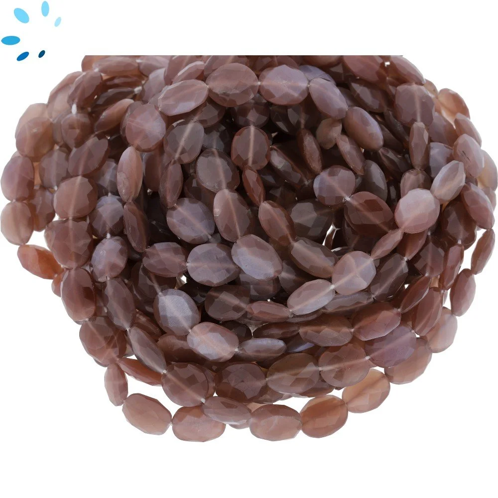 Chocolate Moonstone Faceted Oval Nuggets Top to Bottom Drilled Beads 10x8 - 12x9mm - 13 Inch Strand