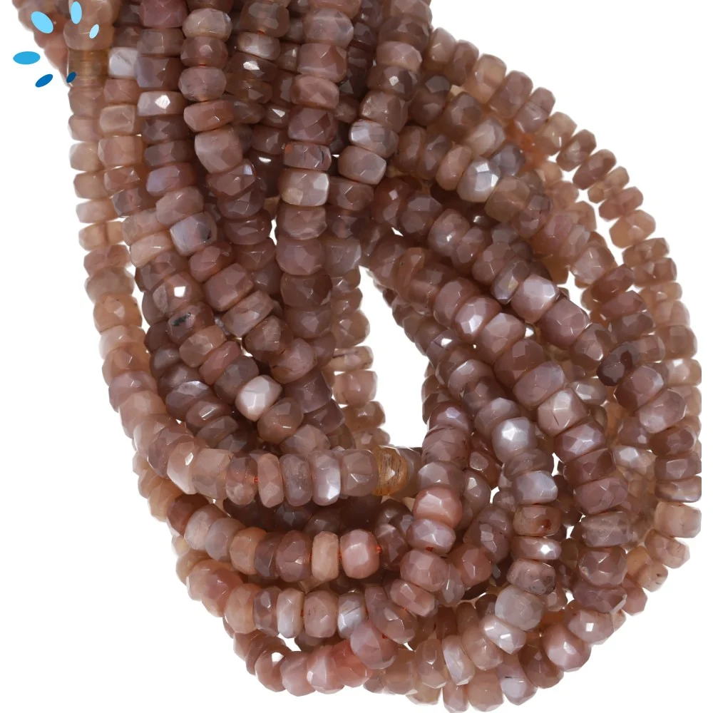 Chocolate Moonstone Faceted Rondelle Beads 4mm - 13 Inch Strand