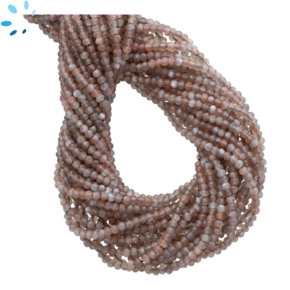 Chocolate Moonstone Faceted Round Top to Bottom Drilled Beads 2.5mm - 13 Inch Strand