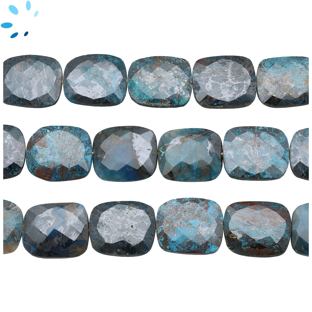 Chrysocolla Faceted Nugget Top to Bottom Drilled Beads 20x17mm - 13 Inch Strand