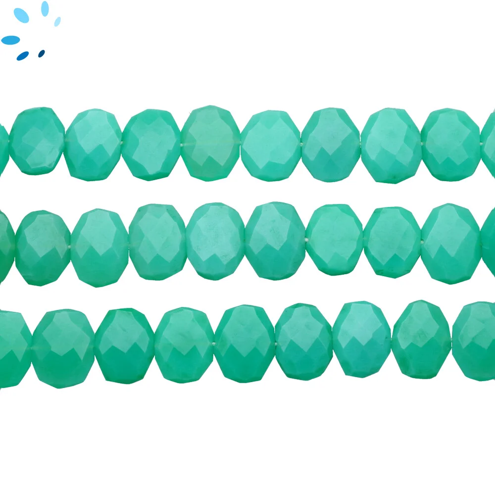 Chrysoprase Chalcedony Faceted Nuggets Center Drilled Beads 14x10 - 16x12mm - 13 Inch Strand