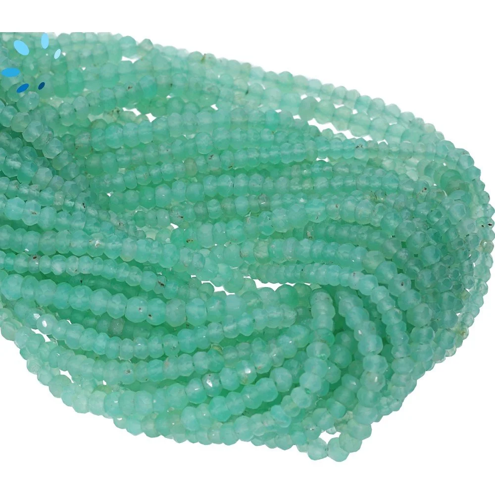 Chrysoprase Chalcedony Faceted Rondelle Center Drilled Beads 3.5mm - 13 Inch Strand