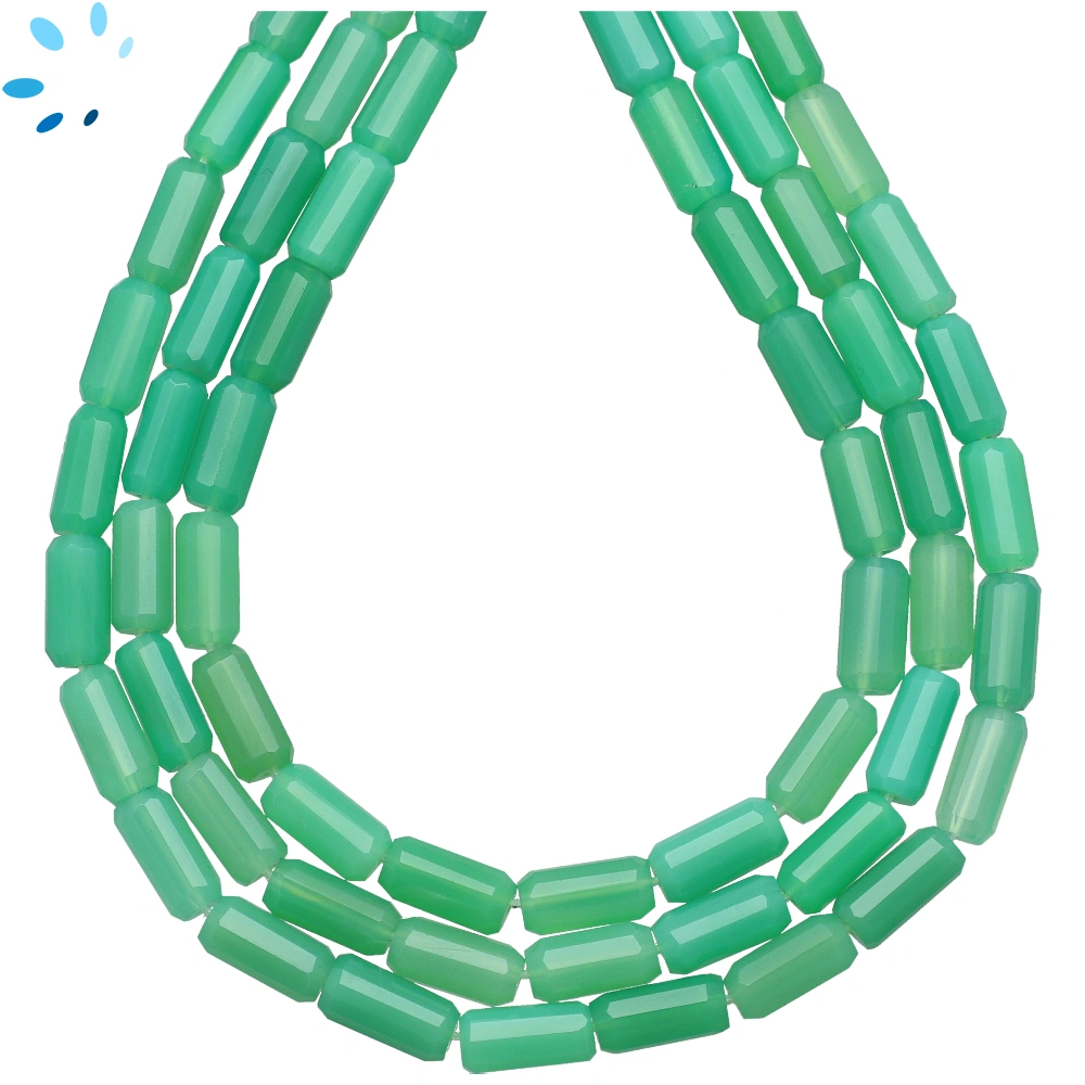 Chrysoprase Chalcedony Faceted Tube Top to Bottom Drilled Beads 11x5mm - 13 Inch Strand