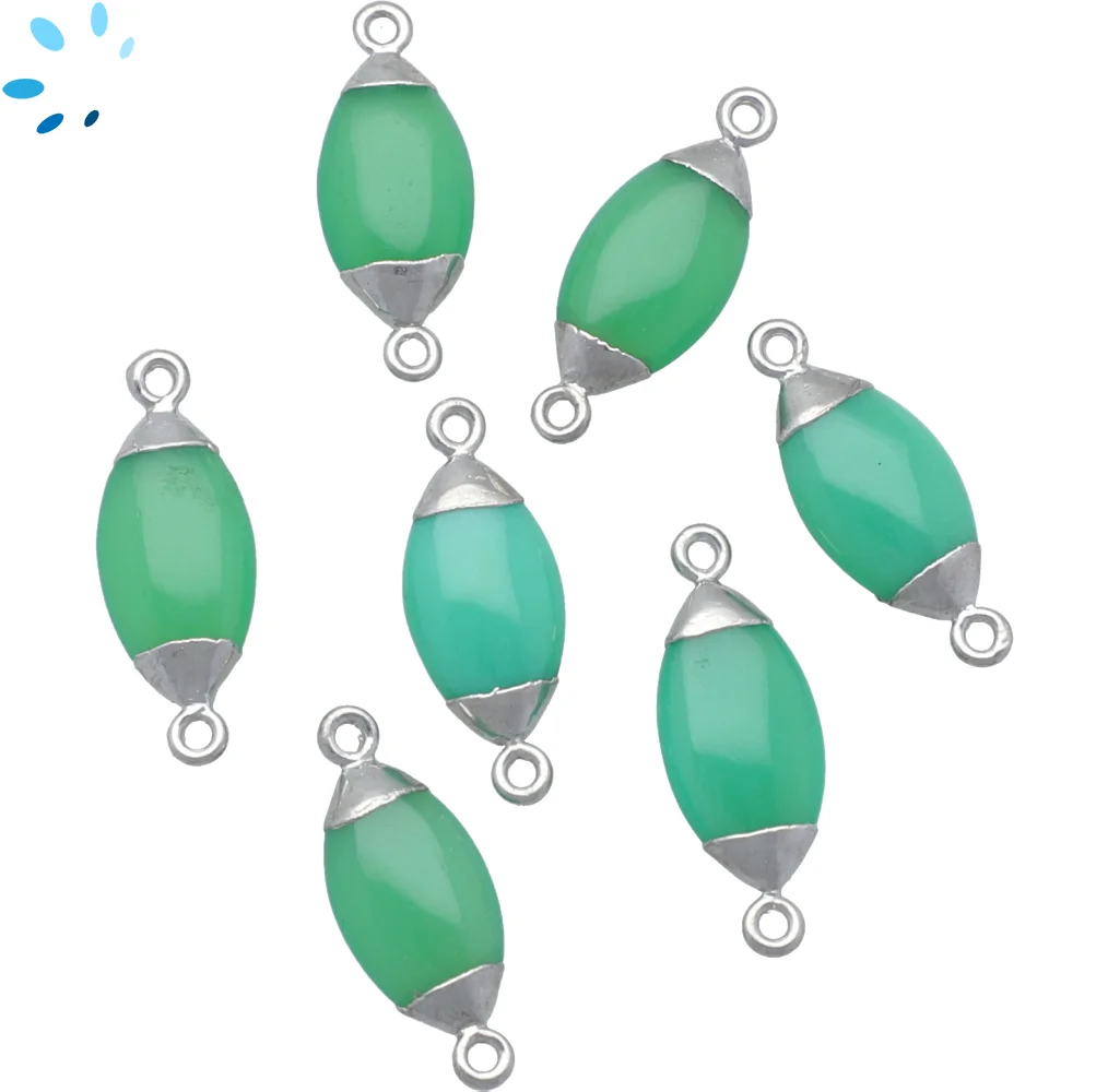 Chrysoprase Chalcedony Marquise Connector 14x7 - 16x9mm Platinum Electroplated - Set of 4