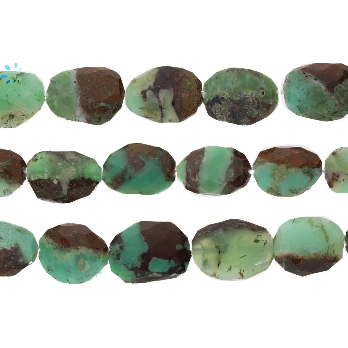 Chrysoprase Faceted Nuggets Top to Bottom Drilled Beads 10x7 - 12x8mm - 14 Inch Strand