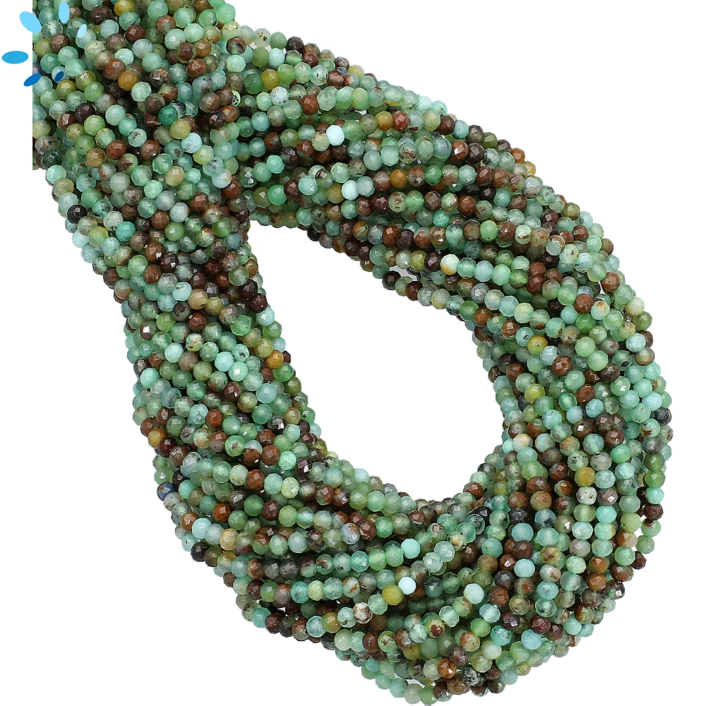 Chrysoprase Faceted Round Beads 2mm - 13 Inch Strand