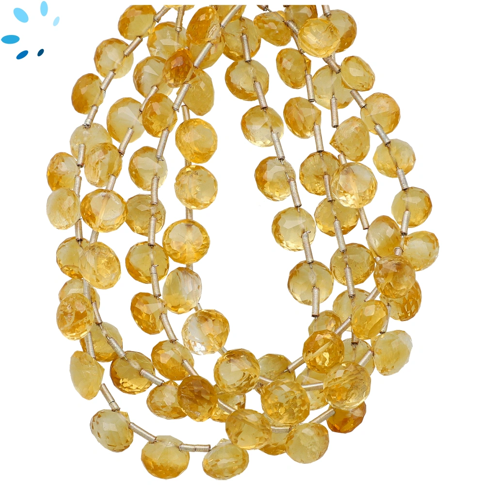 Citrine Faceted Berry Top Drilled Beads 7-8mm - 8 Inch Strand
