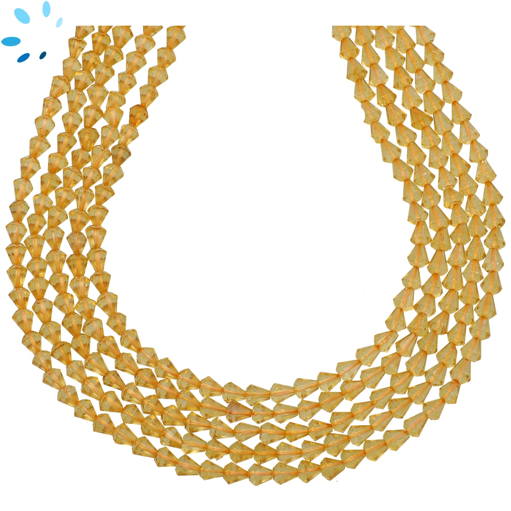 Citrine Faceted Bicone Top to Bottom Drilled Beads 4X4mm - 13 Inch Strand