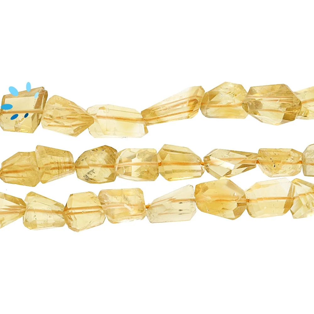 Citrine Faceted Nuggets Top to Bottom Drilled Beads 10x7 - 12x8mm - 14 Inch Strand