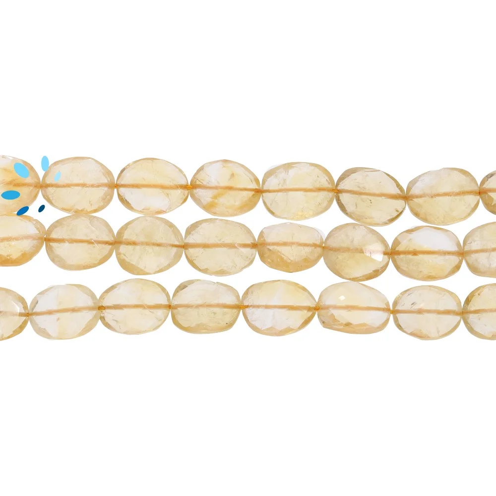 Citrine Faceted Oval Top to Bottom Drilled Beads 10x7 - 12x8mm - 13 Inch Strand